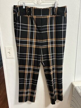 LOFT Black Plaid woman’s Pants with Tan & White Windowpane size 16